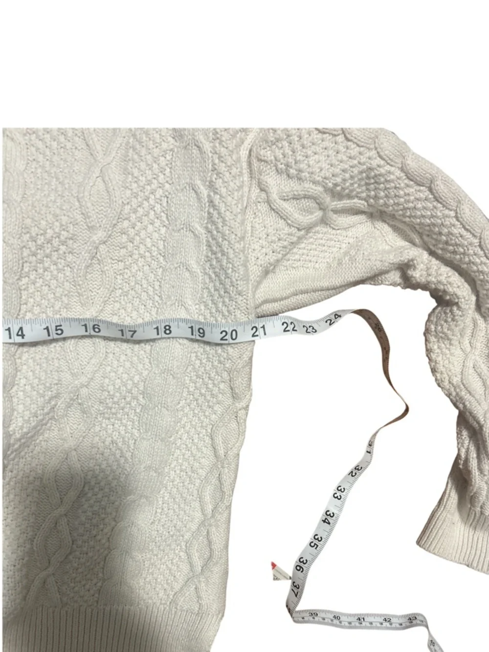 J.Crew Ivory Cable Knit Sweater XL Cotton Crewneck Chunky Fisherman Classic